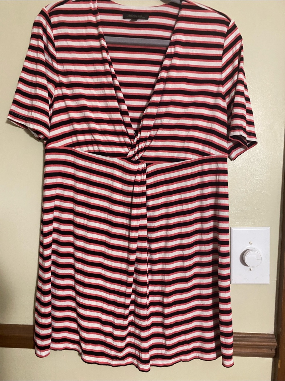 Rachel Zoe Striped Midi Dress in Black, White & Pink